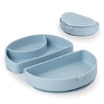 Miniware Silifold Compact Travel Meal Container for Baby Toddler Kids - Foldable Lunch Bento Box Container with Suction Foot | Promotes Self-Feeding | Food Grade Silicone & BPA Free (Chickory)