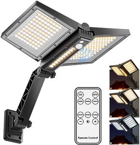 Solar Street Lights, Quntis 180Led Motion Sensor Dusk to Dawn Security Flood Light, 3 Lighting Modes with Rem0te Control Solar Outdoor IP65 Waterproof Wall Lamp for Yard Porch Patio Driveway Parking