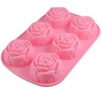 RKPM HOMES 6 Cavity Silicone Rose Shape Muffin Cupcake Baking Tray