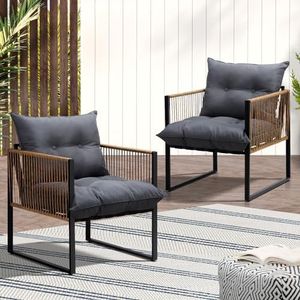 Livsip Outdoor Chairs Set of 2 Rattan Lounge Chair Garden Patio Set