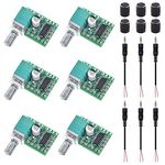 Youmile 6PCS PAM8403 3W+3W Digital Power Amplifier Board DC 5V Dual Channel Stereo Power Amplifier Module with Volume Control Potentionmeter with 6PCS Knob Cap, 3PCS 3.5mm Audio Jack Cable