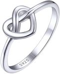 ChicSilver Simple Love Knot Ring for Women 925 Sterling Silver Promise Ring Overhand Knot Heart Statement Ring Size 6