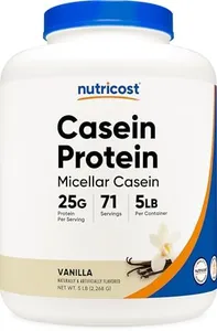 Nutricost Casein Protein Powder 5lb Vanilla - Micellar Casein, Gluten Free, Non-GMO