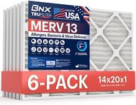 BNX TruFilter 14x20x1 Air Filter MERV 13 (6-Pack) - MADE IN USA - Electrostatic Pleated Air Conditioner HVAC AC Furnace Filters for Allergies, Pollen, Mold, Bacteria, Smoke, Allergen, MPR 1900 FPR 10