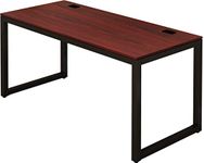 SHW Commercial-Grade Computer Desk Home Office Table, Black Frame w/Cherry Top, 55-Inch