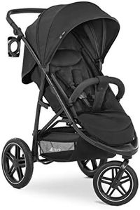 Hauck Passeggino Tre Ruote Rapid 3R Cappotta Parasole XL UPF 50 +, 25 kg Portata, Pieghevole Veloce Compatto, Altezza Regolabile, Posizione Nanna, Grandi Ruote All Terrain, Portabibite, Nero