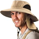 SUN CUBE Boonie Hat with Neck Cover Flap, Wide Brim | Outdoor Fishing, Hiking, Beach, Summer Bucket Hat | UPF 50+ Sun Protection | Packable Breathable Men, Women Sun Hat (Tan)