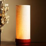 ExclusiveLane Mango Wood Table Lamps, Off-White, Maroon and Cream