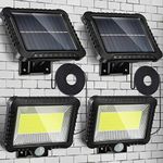 Solar Sensor Security Light, 100 LED Ultra Bright Waterproof Outdoor Wall Lamp with 5m/16.4 ft Cord for Garden, Fence, Door, Yard or Entrance Use (2 Pack)