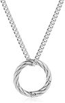 GAVU Mens Stainless Steel Ring Holder Necklace, Ring Pendant Necklace for Men, 24", Stainless Steel, No Gemstone