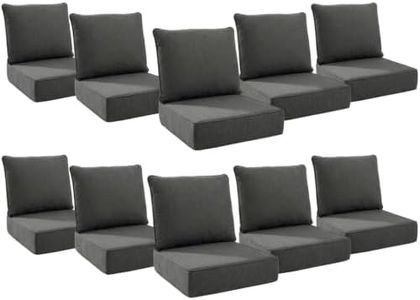 Luxury 6" Thick Outdoor Cushions 24x24x6", 10-Set Deep Seat Patio Cushions with Removable Boho Diamond Cover, Waterproof & Fade Resistant Replacement for Wicker Chair, Loveseat, Sofa - Dark Grey