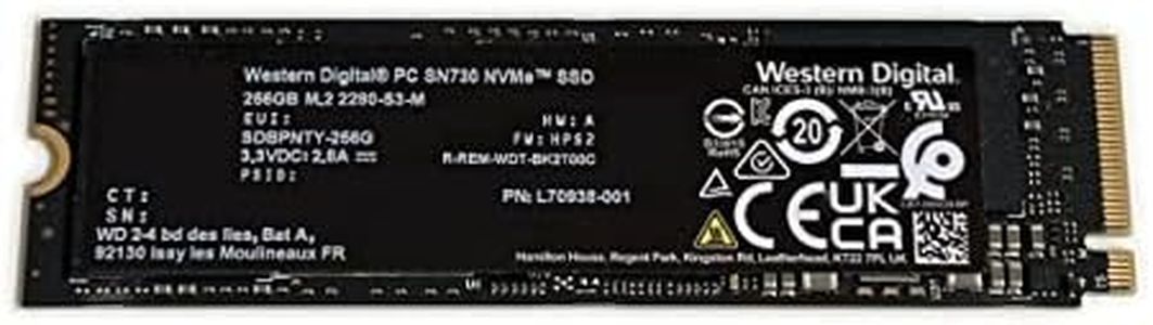 Western Digital WD 256GB Gaming SSD PC SN730 Black L70938-001 M.2 2280 PCIe Gen3 x4 NVMe SDBPNTY-256G Solid State Drive for Dell HP Omen Victus Lenovo Laptop Desktop Ultrabook