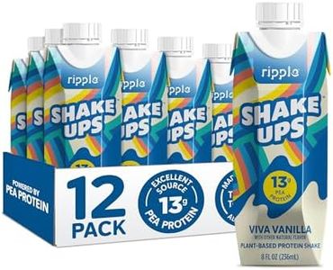 Ripple Shake Ups Kids Protein Shake, Vanilla |13g Pea Protein | Shelf-Stable Single Serve Cartons| Dairy-Free | 8 Fl Oz (Pack of 12)