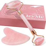 BAIMEI Gua Sha & Jade Roller, Facial Roller, Gua Sha Facial Tools, Massager Tools for Face, Eyes, Body, Christmas Gifts for Women, Firm Skin, Natural Jade- Rose Quartz