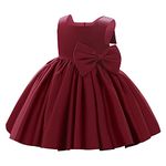 Baby Girls Little Girls Bowknot Tutu Princess Prom Dress Formal Ball Gown Birthday Wedding Party Christening Baptism Dresses Wine Red 6-12 Months