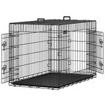 Feandrea Dog Crate Dog Cage, 48 inch Foldable Puppy Pet Cage Puppy Dog Crates Training Cage with 2 Doors, Easy Clean Removable Tray, 122 x 74.5 x 80.5 cm, XXL, Black PPD48H