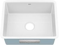 Kraus KE1US21GWH Pintura 21-inch Undermount Porcelain Enameled Steel Single Bowl Kitchen Sink, White Square