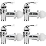 4 Pcs Drink Dispenser Spigot Replacement, Plastic Water Jug Spigot for Beverage Dispenser, Outdoor Faucet Tape Set (Push Style, Silver)