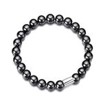 Philip Jones Men's Hematite Round Beaded Gemstone Stretch Bracelet