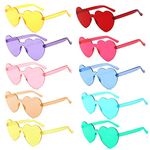 Yomaido Rave Party Glasses 10 Packs, Love Heart Shaped Sunglasses Multicolor, Funky Festival Glasses for Adults, Women or Men