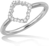 RENAEI Platinum Plated Clover Ring for Women with Cubic Zirconia | Size 9