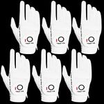 FINGER TEN Golf Gloves Men Right Left Handed Golfer Mens Glove RainGrip Hot Wet Weather Value 6 Pack, All Weather in White Medium (White, Medium, Right)