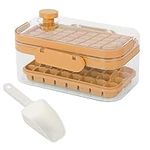 Fuvdreamer Ice Cube Tray with Lid and Storage Bin for Freezer, Easy-Release 64 Small Nugget Ice Tray，with Portable Carrying Handle，Suitable for Cocktail, Whiskey，Beer, Coffee, Juice. (Orange)