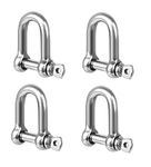 TERF M6 Heavy Duty Commercial D-Shackle Steel M6 (6mm) D-Shackle Ring Use For Heavy Duty Construction Rigging Vehicle Recovery Hauling Tie Downs Hanging and Multi Purpose Use - Pack of 4, Silver