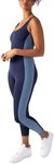 YITTY Active Women's UltraLuxe Built-In Bra Onesie, Athleisure, 4-Way-Stretch, Deep Navy/Elemental Blue, XL, 7/8 Length