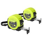 HAUTMEC 16Ft Tape Measure 2PCS with Fractions 1/8, Multi-Catch Hook Retractable Measuring Tools, Heavy Duty Green Compact Case for Construction, Carpenter, Professionals HT0314-2PC