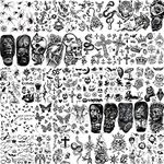 Bilizar 48 Sheets 3D Small Temporary Tattoos For Kids Women Neck Girls Arm Boys, Temp Tiny Halloween Tattoo Stickers Men Spider Cross Scorpion Snake Tiger Lion, Flower Ghost Skull Fake Tatoos Acnhor