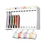 Elegant Brands Kitchen Plate Rack, White, Wooden, Wall-mounted or Freestanding Worktop Storage. Upper shelf + 6 hooks below. Traditional design from the Minack Range