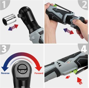 WORKPRO 3/8" Cordless Ratchet Wrench Set – 12V, 2 Batteries, 7 Sockets