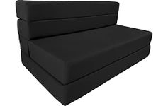 D&D Futon Furniture Portable Folding Bed Mattress, Studio Guest Beds, RV Mattresses, High Density Foam (Black, 6 x 48 x 80)