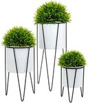 EXCELLO GLOBAL PRODUCTS Set of Three Plant Stands & Pots (Black/White)