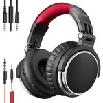 hayden HY-HD10 | Professional Studio Headphones Over-Ear, 50mm Drivers, Foldable, Dual Detachable Cables (2.8m Coiled & 1.2m with Mic) for DJ, Recording, Mixing, Monitoring (RED)