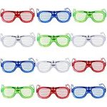 The Twiddlers - 12 LED Glow in The Dark Light Up Glasses - 3 Flashing Modes, 4 Colours, Perfect Glow Stick, Party Bag Fillers for Kids, Festival Dance Rave Party