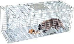 Smartxchoices 32" X 12" X 12.5" Large Live Animal Trap Cage Humane One-Door Solid Steel Catch and Release Rodent Cage for Raccoon, Rabbits, Stray Cats, Squirrel, Groundhogs, Opossums, Armadillos