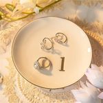 COMMGOAL Ceramic Ring Holder for Jewelry, Jewelry Tray, Ring Dish, Aesthetic Room Decor, Engagement Gifts Bride Gifts Wedding Gifts for Women, White, 4.75"(L)