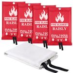 Emergency Fire Blanket for Home - 4 Pack Fire Suppression Blanket for Kitchen Fiberglass Suppression Flame Retardent Safety Blanket for School, Camping, Grill, Car, Warehouse 40” x 40”