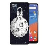 Case for ZTE ZMAX 5G Z7540 Soft Black Silicone Cell Mobile Phone Back Protective Cover (Astronaut Moon)