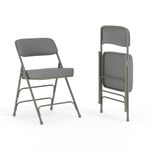 Flash Furniture 2 Pk. HERCULES Series Premium Curved Triple Braced & Double Hinged Gray Fabric Metal Folding Chair