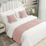 AMBERIS Bed Runner Single Layer Chenille Coral Pink, Modern Style Bed Scarves for Home Hotel Decorations