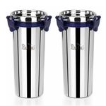 PDDFALCON EcoNxt Stainless Steel Tumbler/Glass Set, Leak-Proof with All-Steel Lock-N-Lock Lid, Extra Clamp, Silicone Ring Seal, Ideal for Office, Gym, Travel (520ml Set of 2) 520 Milliliter