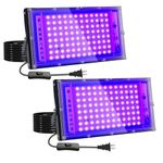 Indmird 2 Pack 100W Black Uv Light Bright Party Lights Black Light Ip65 Waterproof Black Light for Party with Black Light Stage Lighting Halloween Body Painting Fluores Poster