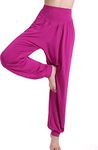 Hoerev Super Soft Modal Spandex Harem Yoga Pilates Pants,Purplered,M