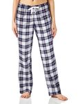 Amazon Essentials Women's Poplin Sleep Pant, Blue Plaid, L