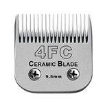 Detachable Pet Dog Clipper Blades, Compatible with Andis Size-4FC,3/8-Inch 9.5mm Cut Length (64295),Most Oster A5,Wahl KM Series Clippers,Made of Ceramic Blade & Stainless Steel Blade