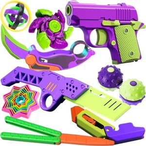 BLOOOK Fidget Toy - Antistress Pistola Figity Spin,Stimming Toys, Cubo Anti Stress Gadget,Giocattolo Regali Fidget Slider per Adulti e Bambini da Scrivania,Ideale per Ansia, ADHDs,Autismo (9 pezzi)