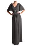 Women Chiffon Long Evening Dress Mother of The Bride Dresses Plus Size Steel Grey US22W